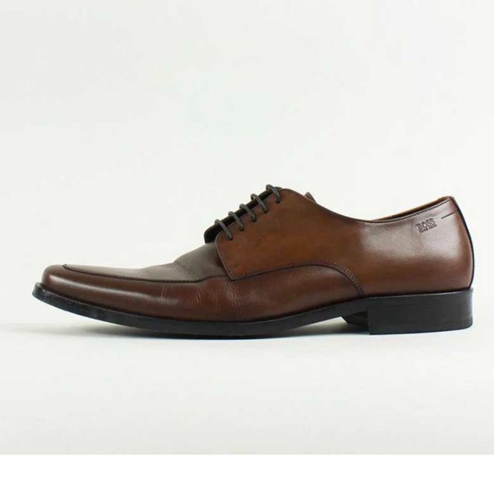 BOSS HUGO BOSS Brown Leather Lace-Up Dress Shoes - 11US